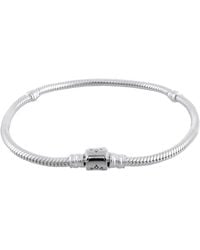 PANDORA - Ladies Moments Barrel Clasp Snake Chain Bracelet - Lyst