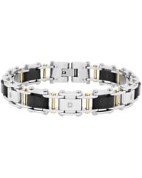 Robert Alton - 1/15Ctw Diamond Stainless Steel With Finish Forged Carbon Fiber Link Bracelet - Lyst