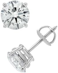 Brilliant Diamond - 14Kt 3.00 Carat Round Cut Lab Grown Diamond Stud Earrings For - Lyst