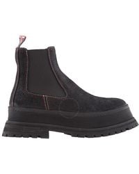 Burberry - Black Suede Topstitch-embellished Chelsea Boots - Lyst