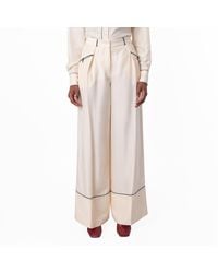 Bally - Bone Wide-Leg Silk Pants - Lyst