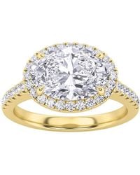 Mure And Co - 2Ctw Oval Shaped Lab Grown Diamond (F/Vs) East West Accented Solitaire Ring - Lyst