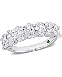 Created Forever - 3Ct Tw Oval Lab-Created Diamond And Created Emerald Accent Semi-Eternity Ring - Lyst