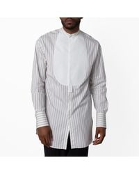 Ferragamo - Ferragamo Pinstripe Bib-Front Cotton Shirt, Brand Size 46 Us Size 36 - Lyst
