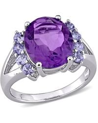 Amour - 4 3/5 Ct Tgw Oval Cut Amethyst And Tanzanite Split Shank Ring - Lyst