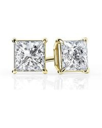 Brilliant Diamond - 1 1/2 Carat Princess Cut Lab Grown Diamond Stud Earrings - Lyst