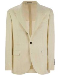 Brunello Cucinelli - Cream Linen Silk Wool Blazer, Brand Size 48 (Us - Lyst