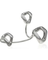 Burberry - Chain Link Palladium-Plated Trio Ring - Lyst