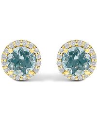 Haus of Brilliance - 10K Aquamarine And 1/6 Cttw Diamond Halo Stud Earring - Lyst
