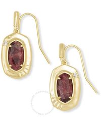Kendra Scott - Anna 14k Yellow Gold Plated Brass And Maroon Jade Earrings 4217717754 - Lyst