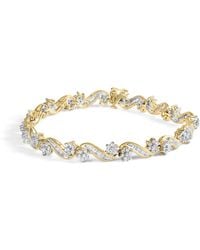 Haus of Brilliance - 10K 3.00 Cttw Round-Cut And Baguette-Cut Floral Link 7.25" Bracelet (I-J Color, I1-I2 Clarity) - Lyst