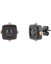 Robert Alton - Stainless Steel Spinel & Rose Finish Cube Design Earring - Lyst