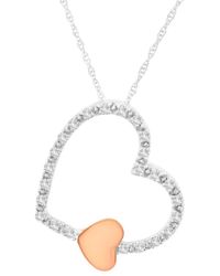 Haus of Brilliance - 10k Two Tone Gold 1/6 Ctw Diamond Floating Heart Pendant Necklace - Lyst