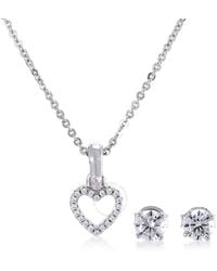 Michael Kors - Sterling Silver Heart Necklace And Earrings Set - Lyst