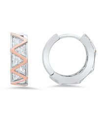 Kylie Harper - Sterling Two-Tone Trillion-Cut Cz Hoop Earrings - Lyst