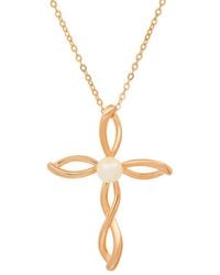 Kylie Harper - 14K Rose Over Genuine Pearl Cross Pendant - Lyst