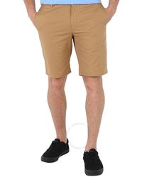 Burberry - Camel Logo Applique Cotton Twill Chino Shorts - Lyst