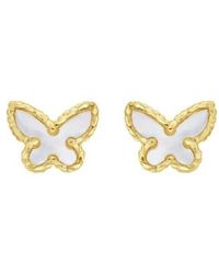 Tresorra - 14K Primavera Mop Butterfly Stud Earrings - Lyst