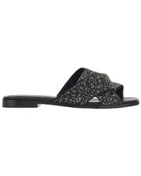 Ferragamo - Origami Knot And Crystals Slide Sandals - Lyst