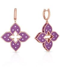 Roberto Coin - 18K Rose Venetian Princess Medium Diamond & Titanium Flower Earrings - Lyst