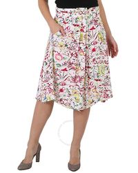 KENZO - Ladies Floral Paint Print Asymmetric Gathered Skirt, Brand Size 36 (Us - Lyst