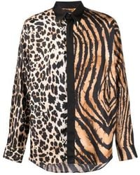 Roberto Cavalli - Mixed Animal Print Silk Shirt, Brand Size 52 Us - Lyst