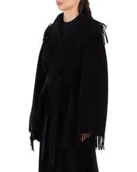 Balenciaga - Ladies Fringed-Edge Hooded Cardi-Coat, Brand Size 1 - Lyst