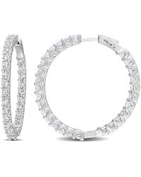 Amour - 8 3/8 Ct Tgw Created Sapphire Inside-Outside Hoop Earrings - Lyst