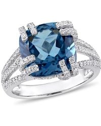 Amour - 7 1/3 Ct Tgw London Topaz And 3/4 Ct Tw Diamond Cocktail Ring - Lyst