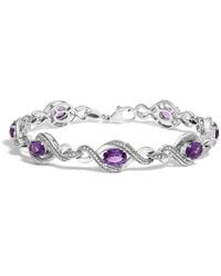 Haus of Brilliance - 925 Sterling 1/10 Cttw Natural Round Diamond And 7X5Mm Oval Amethyst Cross Tennis Bracelet (I-J Color, I1-I2 Clarity) - Lyst
