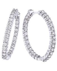 Roberto Coin - 18k White Gold Inside Outside Diamond Hoop Earrings - Lyst