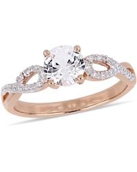 Amour - 1 Ct Tgw Created Sapphire And 1/10 Ct Tw Diamond Infinity Engagement Ring - Lyst