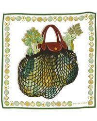 Longchamp - The Gourmet Mesh Bag Square Silk Scarf - Lyst