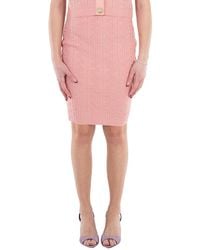 Balmain - Monogram Intarsia Knit Mini Skirt - Lyst