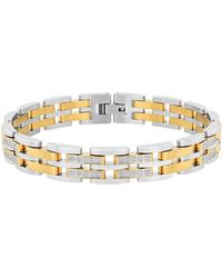 Robert Alton - 1Ctw Diamond Stainless Steel With Finish Link Bracelet - Lyst