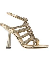 Jimmy Choo - Izobel 100 Metallic Lurex Sandals, Brand Size 36 Us - Lyst