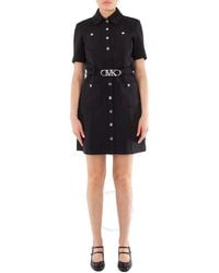 Michael Kors - Stretchy Crepe Short Sleeve Belted Utility Dress - Lyst