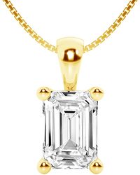 Brilliant Diamond - 3 Carat Emerald Lab Grown Diamond Solitaire Pendant Necklace - Lyst