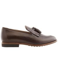 Tod's - Dark Leather Tassel Detail Loafers - Lyst