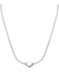 PANDORA - Moments Heart Clasp Snake Chain Necklace - Lyst