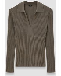 JOSEPH - Merino Rib Knit Polo Top - Lyst