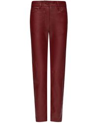 JOSEPH Leather Stretch Teddy Trousers - Red