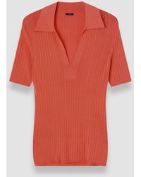 JOSEPH - Viscose Rib Knit Polo Top - Lyst