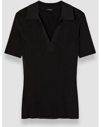 JOSEPH - Viscose Rib Knit Polo Top - Lyst