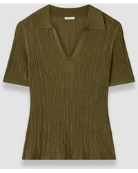JOSEPH - Aliane Crinkle Viscose Polo Top - Lyst