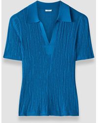 JOSEPH - Aliane Crinkle Viscose Polo Top - Lyst