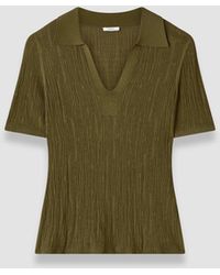 JOSEPH - Aliane Crinkle Viscose Polo Top - Lyst