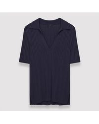 JOSEPH - Viscose Ribbed Knitted Polo Top - Lyst