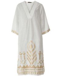 Greek Archaic Kori - Feather Embroidered Midi Dress - Lyst