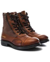 Replay - Leather Pack Biker Boots - Lyst